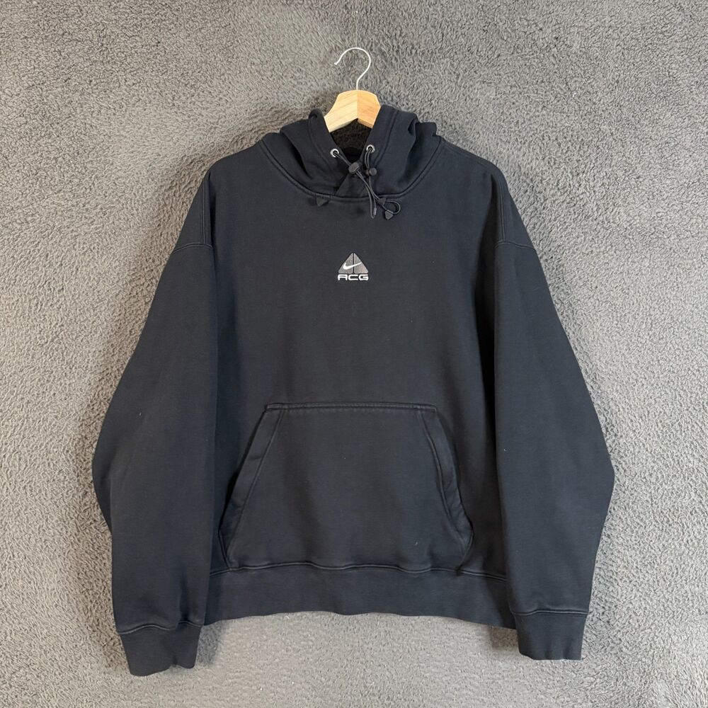 Nike ACG Hoodie Mens Large Black Center Swoosh Therma-Fit Pullover